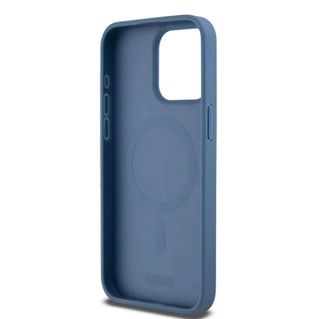 Чохол DKNY Leather Monogram Pattern Metal для iPhone 15 Pro Max Blue with MagSafe (DKHMP15XPSHRPSB)