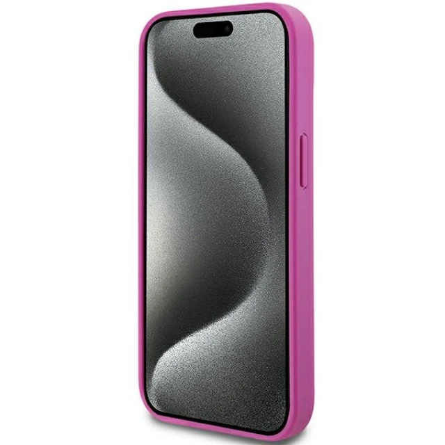 Чохол DKNY Leather Pattern Metal Logo для iPhone 15 Pink with MagSafe (DKHMP15SPSHRPSP)