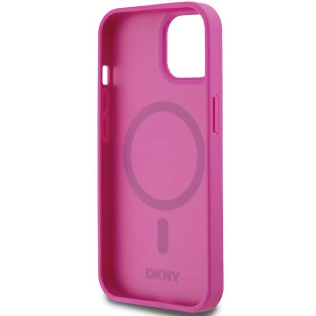 Чохол DKNY Leather Pattern Metal Logo для iPhone 15 Pink with MagSafe (DKHMP15SPSHRPSP)
