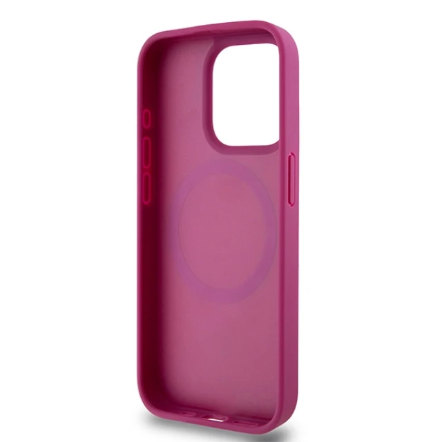Чохол DKNY Leather Monogram Pattern Metal Logo для iPhone 15 Pro Pink with MagSafe (DKHMP15LPSHRPSP)