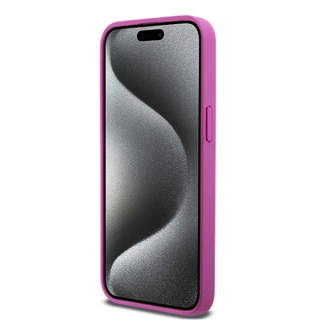 Чохол DKNY Leather Monogram Pattern Metal Logo для iPhone 15 Pro Max Pink with MagSafe (DKHMP15XPSHRPSP)