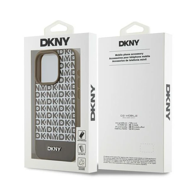 Чохол DKNY Leather Printed Pattern Metal Logo для iPhone 15 Pro Max Brown with MagSafe (DKHMP15XPSOSPW)