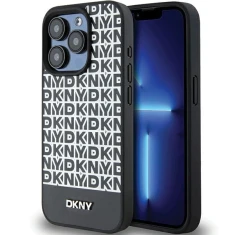 Чохол DKNY Leather Printed Pattern Metal Logo для iPhone 15 Pro Max Black with MagSafe (DKHMP15XPSOSPK)