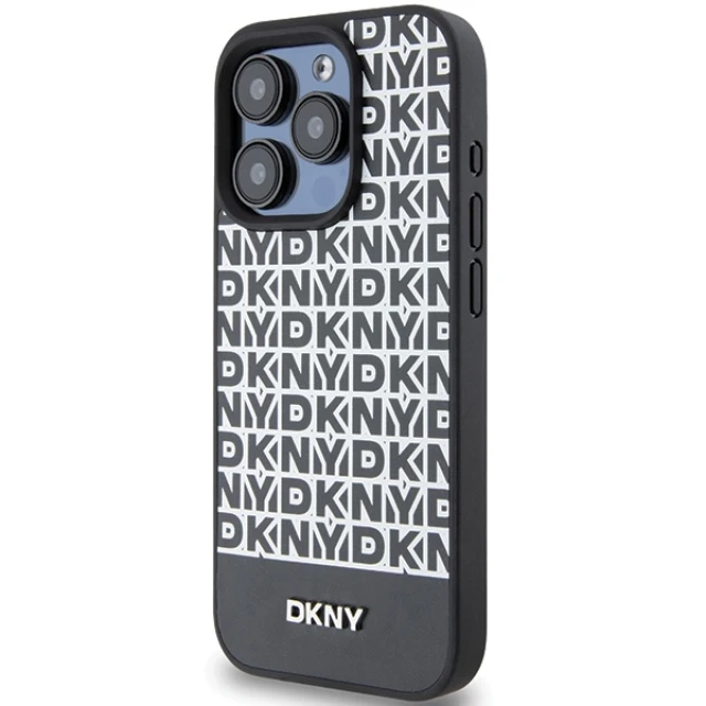 Чохол DKNY Leather Printed Pattern Metal Logo для iPhone 15 Pro Max Black with MagSafe (DKHMP15XPSOSPK)