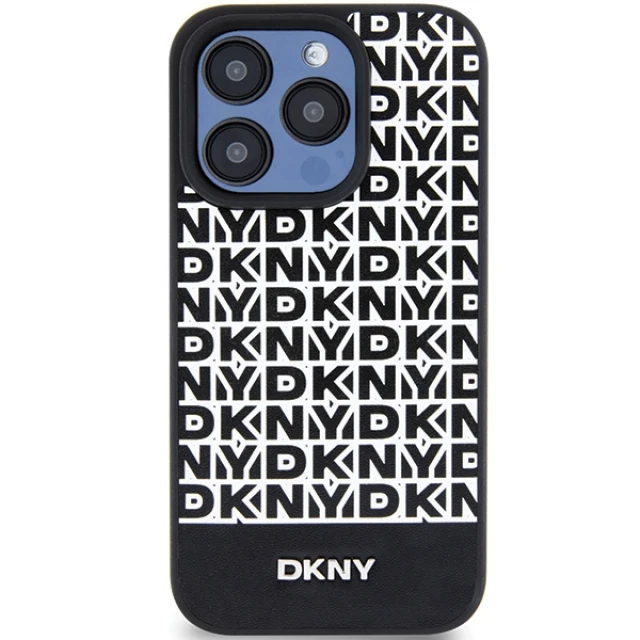 Чохол DKNY Leather Printed Pattern Metal Logo для iPhone 15 Pro Max Black with MagSafe (DKHMP15XPSOSPK)