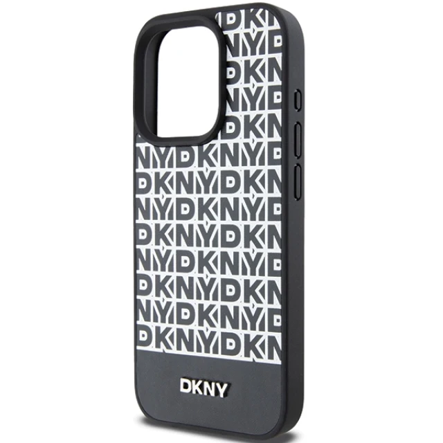 Чохол DKNY Leather Printed Pattern Metal Logo для iPhone 15 Pro Max Black with MagSafe (DKHMP15XPSOSPK)