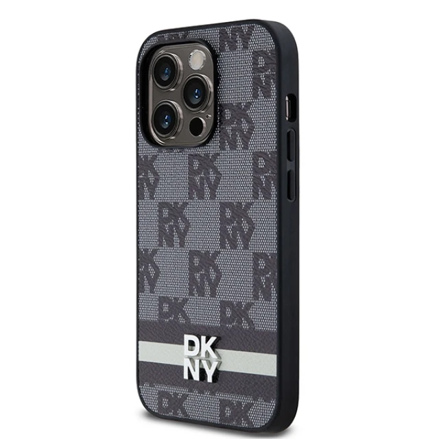 Чохол DKNY Leather Checkered Mono Pattern & Printed Stripes для iPhone 14 Pro Black (DKHCP14LPCPTSSK)