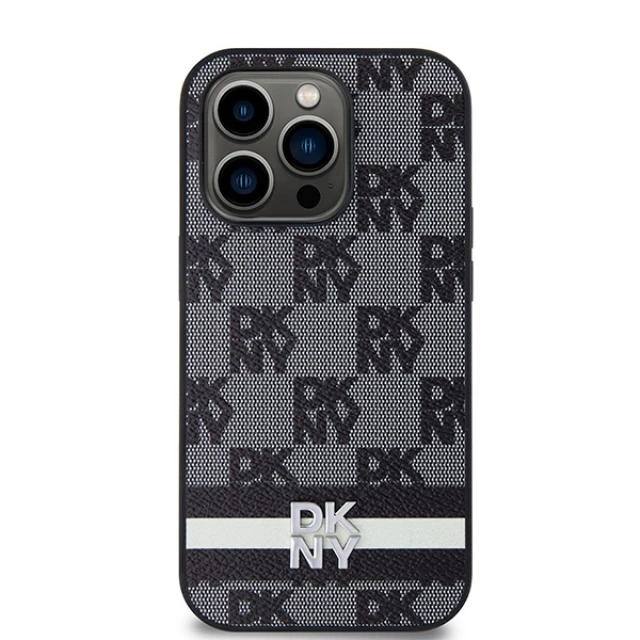 Чохол DKNY Leather Checkered Mono Pattern & Printed Stripes для iPhone 14 Pro Black (DKHCP14LPCPTSSK)