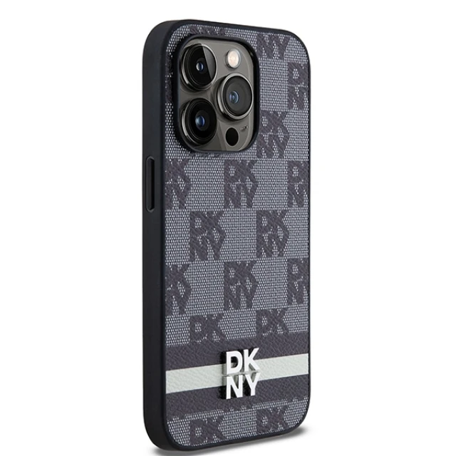 Чохол DKNY Leather Checkered Mono Pattern & Printed Stripes для iPhone 14 Pro Black (DKHCP14LPCPTSSK)