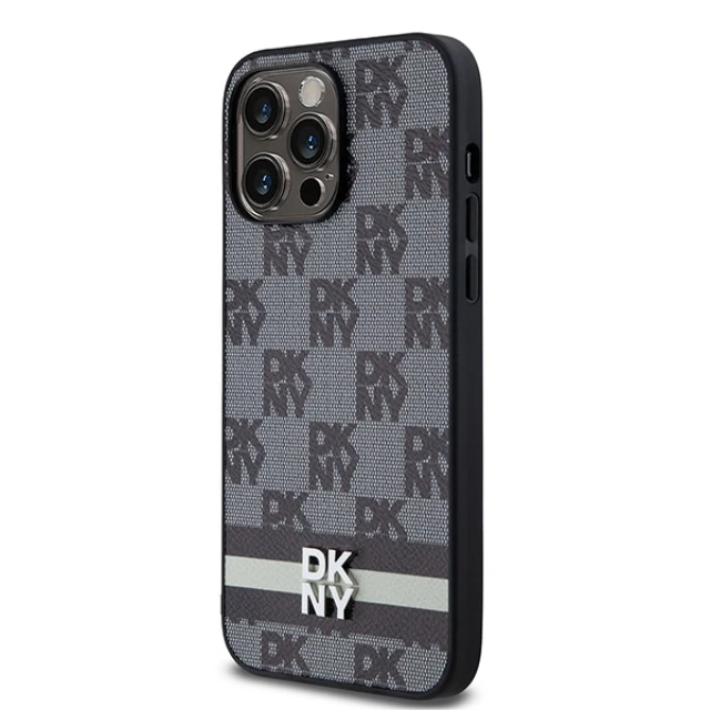 Чохол DKNY Leather Checkered Mono Pattern & Printed Stripes для iPhone 14 Pro Max Black (DKHCP14XPCPTSSK)