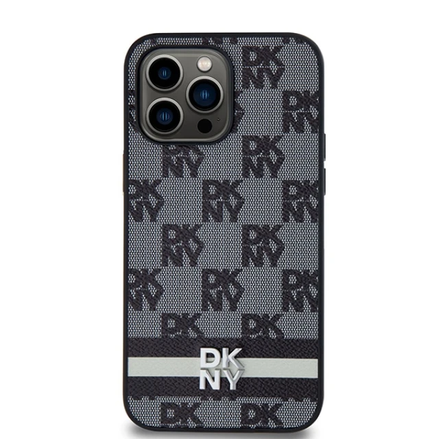 Чохол DKNY Leather Checkered Mono Pattern & Printed Stripes для iPhone 14 Pro Max Black (DKHCP14XPCPTSSK)