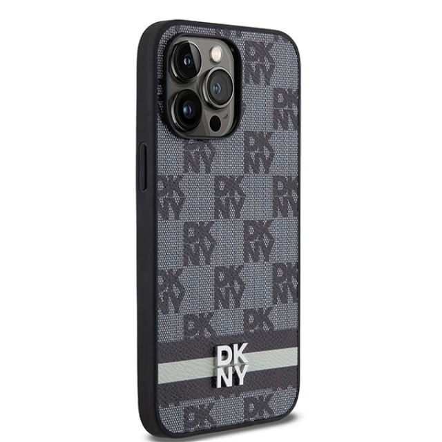 Чохол DKNY Leather Checkered Mono Pattern & Printed Stripes для iPhone 14 Pro Max Black (DKHCP14XPCPTSSK)
