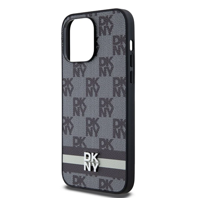 Чохол DKNY Leather Checkered Mono Pattern & Printed Stripes для iPhone 14 Pro Max Black (DKHCP14XPCPTSSK)
