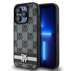 Чохол DKNY Leather Checkered Mono Pattern Printed Stripes для iPhone 15 Pro Black (DKHCP15LPCPTSSK)