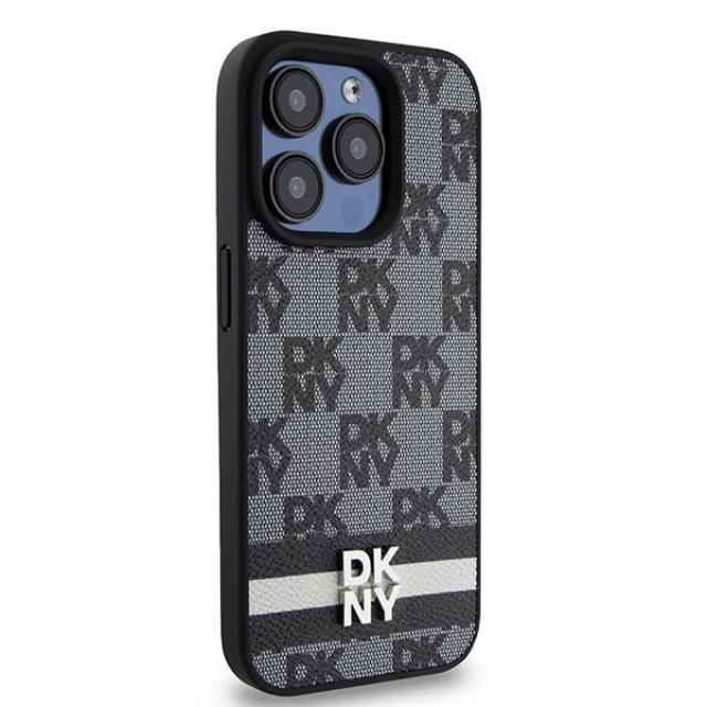 Чохол DKNY Leather Checkered Mono Pattern Printed Stripes для iPhone 15 Pro Black (DKHCP15LPCPTSSK)