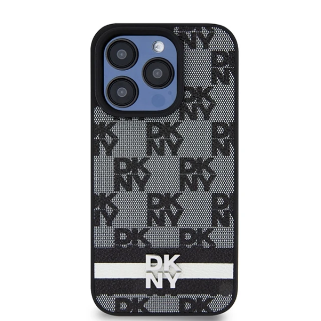Чохол DKNY Leather Checkered Mono Pattern & Printed Stripes для iPhone 15 Pro Max Black (DKHCP15XPCPTSSK)