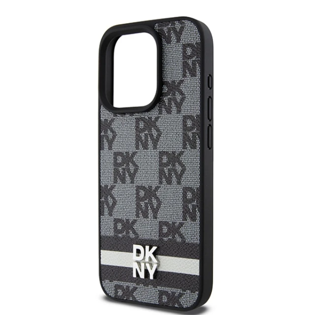 Чохол DKNY Leather Checkered Mono Pattern & Printed Stripes для iPhone 15 Pro Max Black (DKHCP15XPCPTSSK)