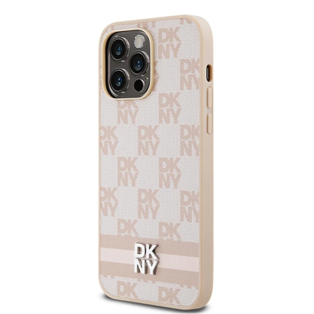 Чохол DKNY Leather Checkered Mono Pattern Printed Stripes для iPhone 14 Pro Max Pink (DKHCP14XPCPTSSP)