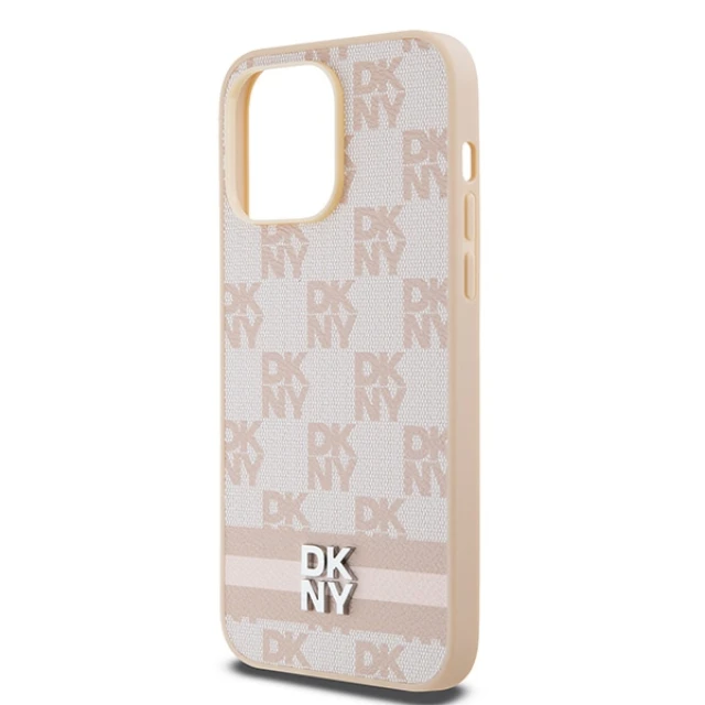 Чохол DKNY Leather Checkered Mono Pattern Printed Stripes для iPhone 14 Pro Max Pink (DKHCP14XPCPTSSP)