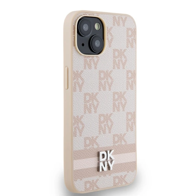 Чохол DKNY Leather Checkered Mono Pattern Printed Stripes для iPhone 15 / 14 / 13 Pink (DKHCP15SPCPTSSP)