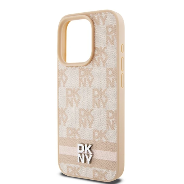 Чохол DKNY Leather Checkered Mono Pattern & Printed Stripes для iPhone 15 Pro Max Pink (DKHCP15XPCPTSSP)