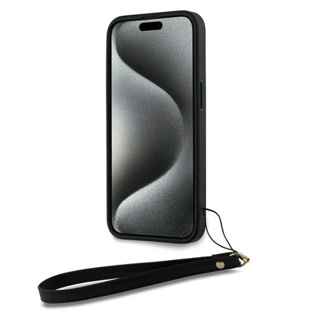 Чохол DKNY Wrist Strap Stock Logo для iPhone 14 Pro Black (DKHCP14LPBSWSK)