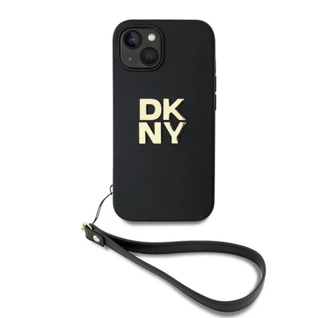 Чохол DKNY Wrist Strap Stock Logo для iPhone 15 / iPhone 14 / iPhone 13 Black (DKHCP15SPBSWSK)