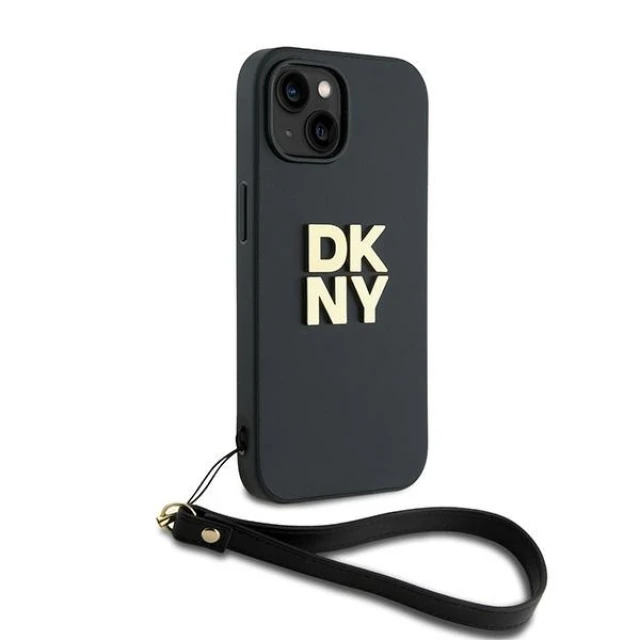 Чохол DKNY Wrist Strap Stock Logo для iPhone 15 / iPhone 14 / iPhone 13 Black (DKHCP15SPBSWSK)