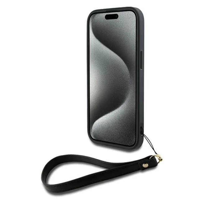 Чохол DKNY Wrist Strap Stock Logo для iPhone 15 Plus Black (DKHCP15MPBSWSK)
