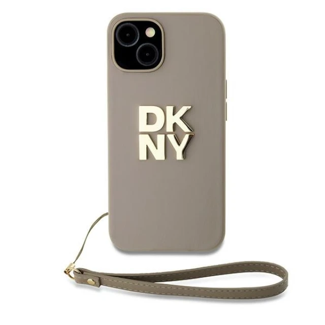 Чехол DKNY Wrist Strap Stock Logo для iPhone 15 / iPhone 14 / iPhone 13 Beige (DKHCP15SPBSWSE)