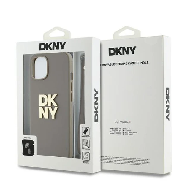 Чехол DKNY Wrist Strap Stock Logo для iPhone 15 / iPhone 14 / iPhone 13 Beige (DKHCP15SPBSWSE)