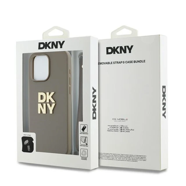 Чехол DKNY Wrist Strap Stock Logo для iPhone 15 Pro Beige (DKHCP15LPBSWSE)