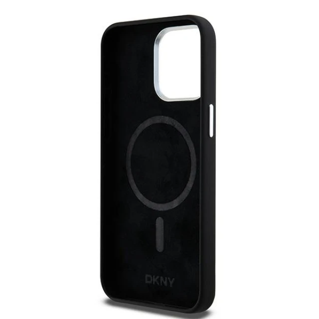 Чохол DKNY Liquid Silicone Small Metal Logo для iPhone 14 Pro Max Black with MagSafe (DKHMP14XSMCHLK)
