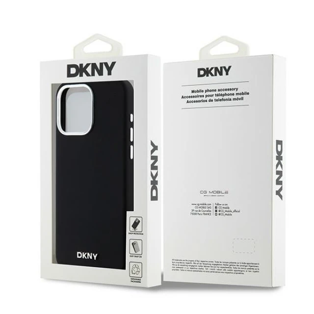Чохол DKNY Liquid Silicone Small Metal Logo для iPhone 14 Pro Max Black with MagSafe (DKHMP14XSMCHLK)