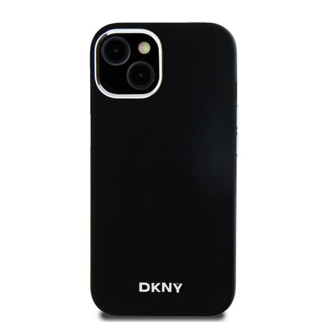 Чохол DKNY Liquid Silicone Small Metal Logo для iPhone 15 / 14 / 13 Black with MagSafe (DKHMP15SSMCHLK)