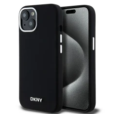 Чохол DKNY Liquid Silicone Small Metal для iPhone 15 Plus / 14 Plus Black with MagSafe (DKHMP15MSMCHLK)