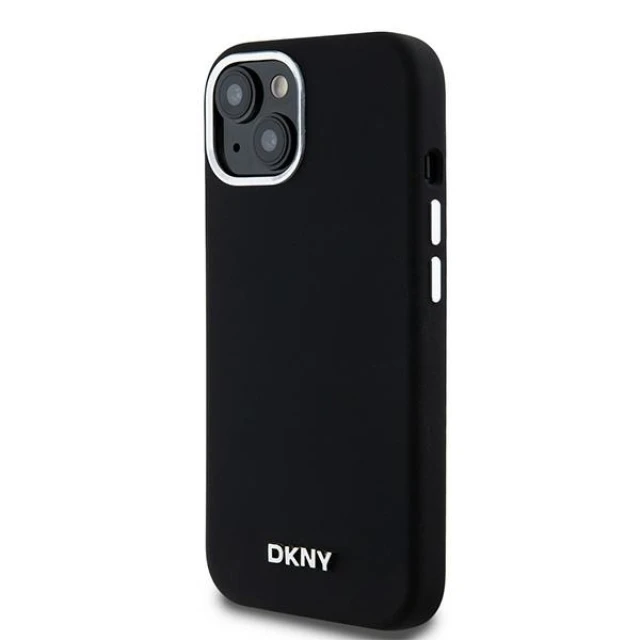 Чохол DKNY Liquid Silicone Small Metal для iPhone 15 Plus / 14 Plus Black with MagSafe (DKHMP15MSMCHLK)