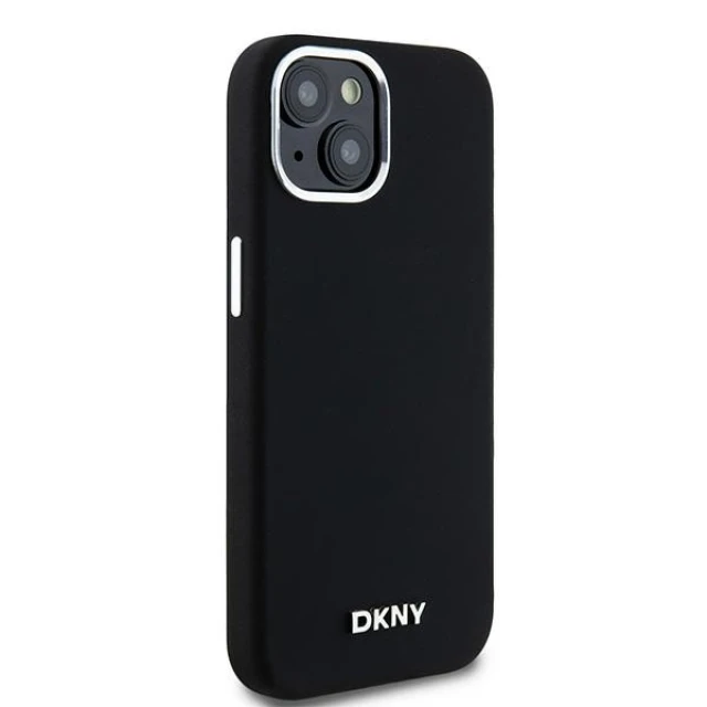 Чохол DKNY Liquid Silicone Small Metal для iPhone 15 Plus / 14 Plus Black with MagSafe (DKHMP15MSMCHLK)
