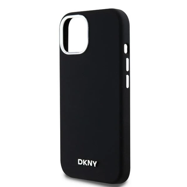 Чохол DKNY Liquid Silicone Small Metal для iPhone 15 Plus / 14 Plus Black with MagSafe (DKHMP15MSMCHLK)