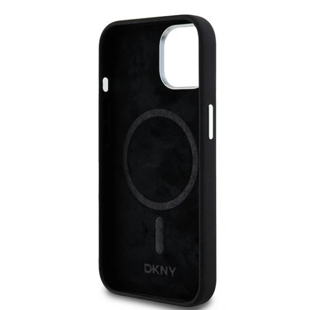 Чохол DKNY Liquid Silicone Small Metal для iPhone 15 Plus / 14 Plus Black with MagSafe (DKHMP15MSMCHLK)