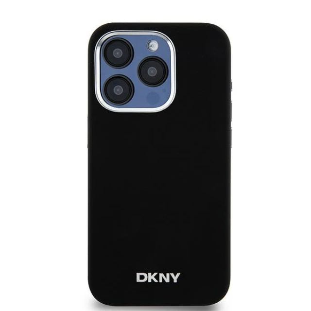 Чохол DKNY Liquid Silicone Small Metal Logo для iPhone 15 Pro Black with MagSafe (DKHMP15LSMCHLK)