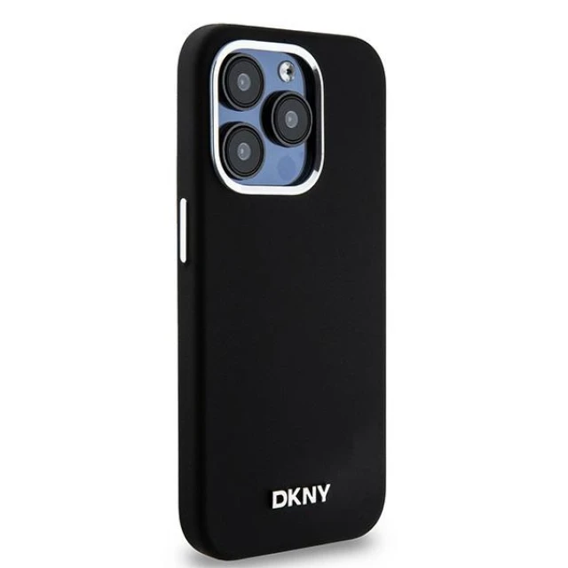 Чохол DKNY Liquid Silicone Small Metal Logo для iPhone 15 Pro Black with MagSafe (DKHMP15LSMCHLK)