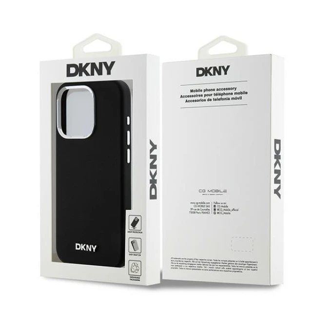 Чохол DKNY Liquid Silicone Small Metal Logo для iPhone 15 Pro Black with MagSafe (DKHMP15LSMCHLK)
