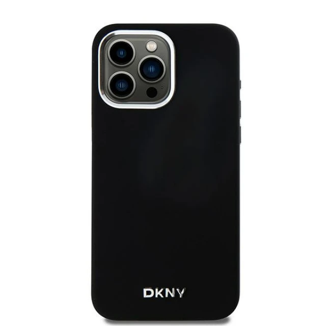 Чохол DKNY Liquid Silicone Small Metal Logo для iPhone 15 Pro Max Black with MagSafe (DKHMP15XSMCHLK)
