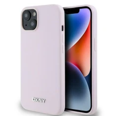 Чохол DKNY Liquid Silicone Small Metal Logo для iPhone 15 / iPhone 14 / iPhone 13 Pink with MagSafe (DKHMP14SSMCHLP)