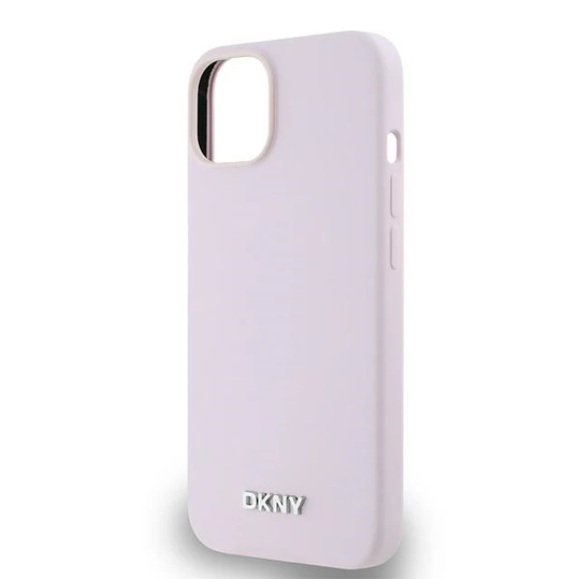 Чохол DKNY Liquid Silicone Small Metal Logo для iPhone 15 / iPhone 14 / iPhone 13 Pink with MagSafe (DKHMP14SSMCHLP)
