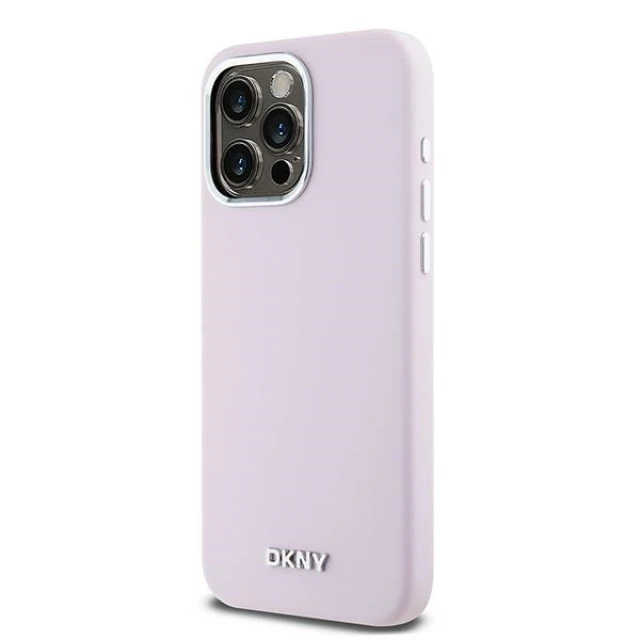 Чохол DKNY Liquid Silicone Small Metal Logo для iPhone 14 Pro Max Pink with MagSafe (DKHMP14XSMCHLP)