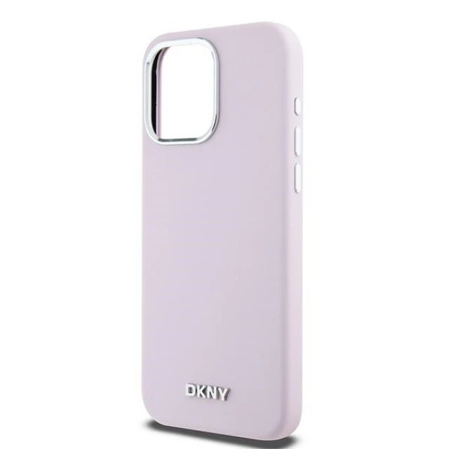 Чохол DKNY Liquid Silicone Small Metal Logo для iPhone 14 Pro Max Pink with MagSafe (DKHMP14XSMCHLP)