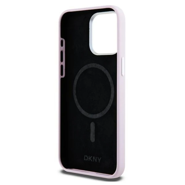 Чохол DKNY Liquid Silicone Small Metal Logo для iPhone 14 Pro Max Pink with MagSafe (DKHMP14XSMCHLP)