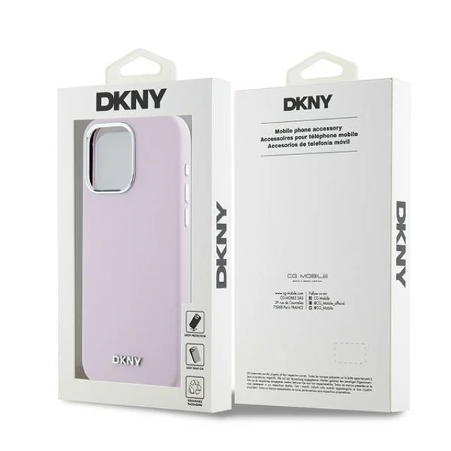 Чохол DKNY Liquid Silicone Small Metal Logo для iPhone 14 Pro Max Pink with MagSafe (DKHMP14XSMCHLP)